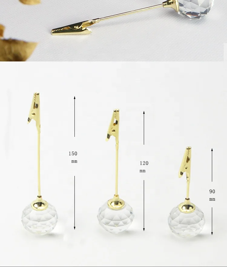 YS1223 New Arrival Transparent Crystal Metal Place Postcard Label Menu Holder Office Name Note Photo Memo Clips