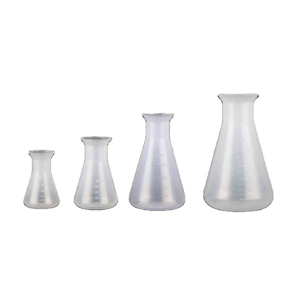 Plastic Erlenmeyer Flask Narrow Neck Conical Triangle Flask Chemistry Laboratory Analysis Instrument 50/100/250/500ml