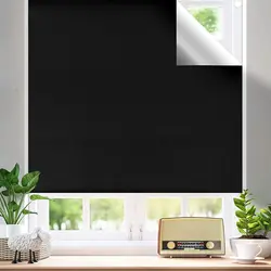 customized cuttable silver coated 100% blackout sun block window curtain punch free adhesive outdoor Portable blackout curtains