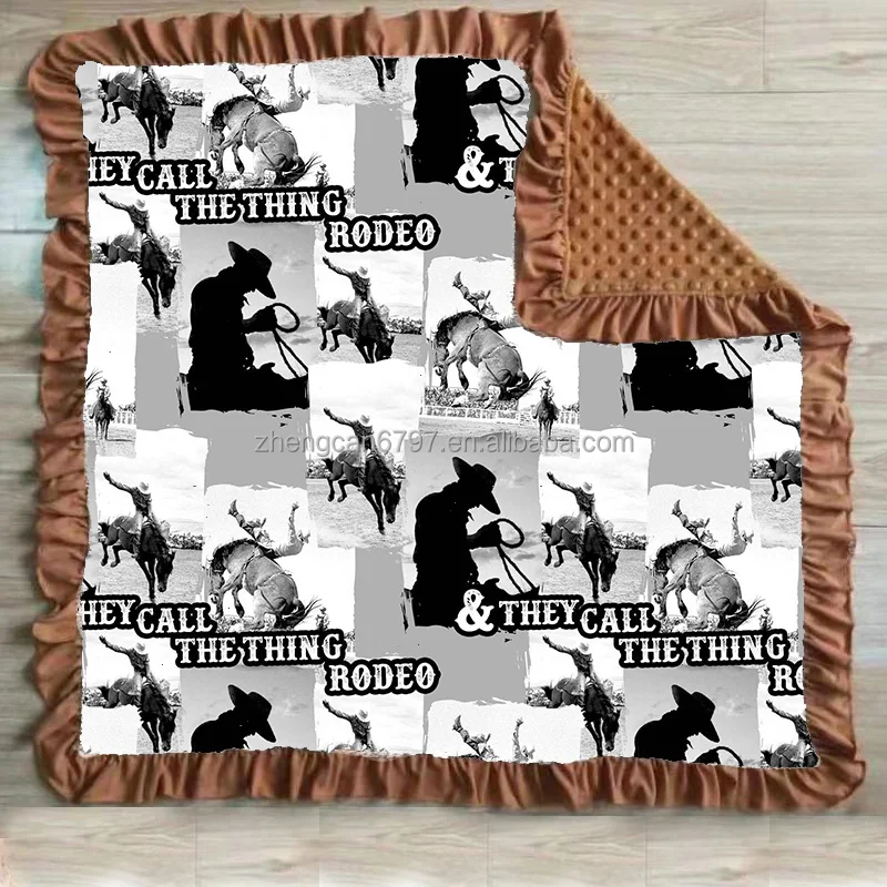 Custom 2022 Hot Sale Warm Western Style Double Layers Cowboy Dot Baby Swaddle Blanket Super Soft