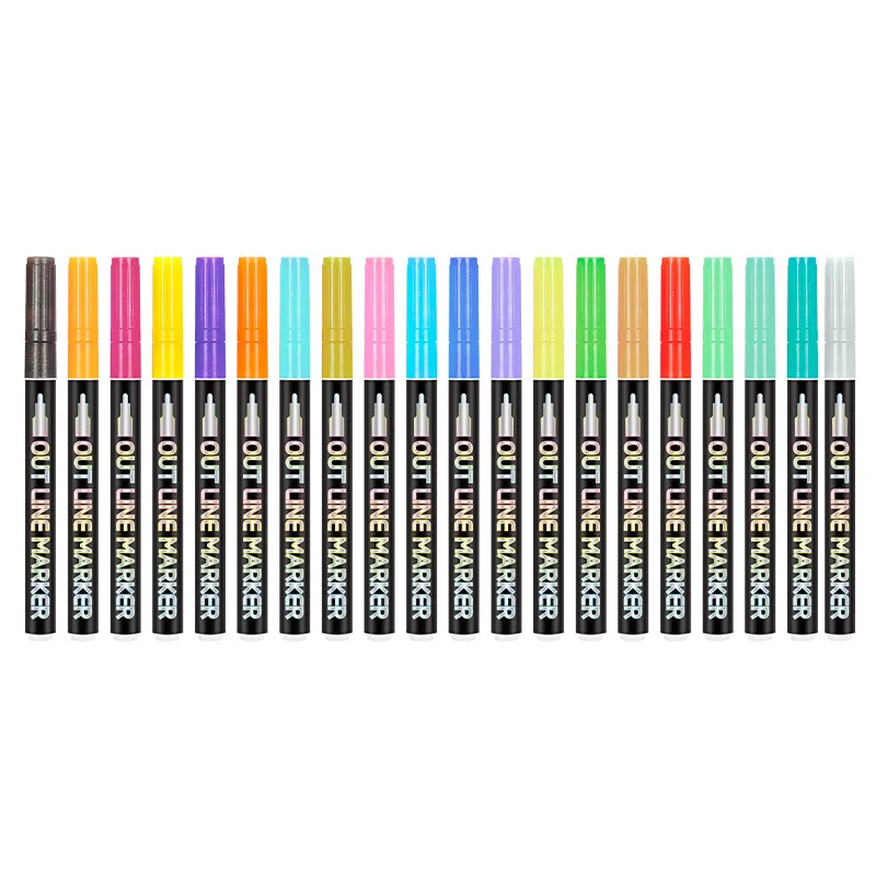 Custom Logo Multicolor Medium Point Art 20 Pcs Colors Glitter Pen Markers For Black Paper
