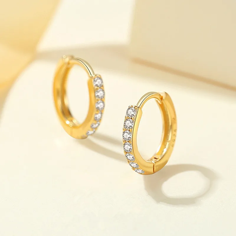 Best Selling Small 925 Sterling Silver Crystal Hoop Earrings Cubic Zirconia S925 Huggie Earrings For Men Women