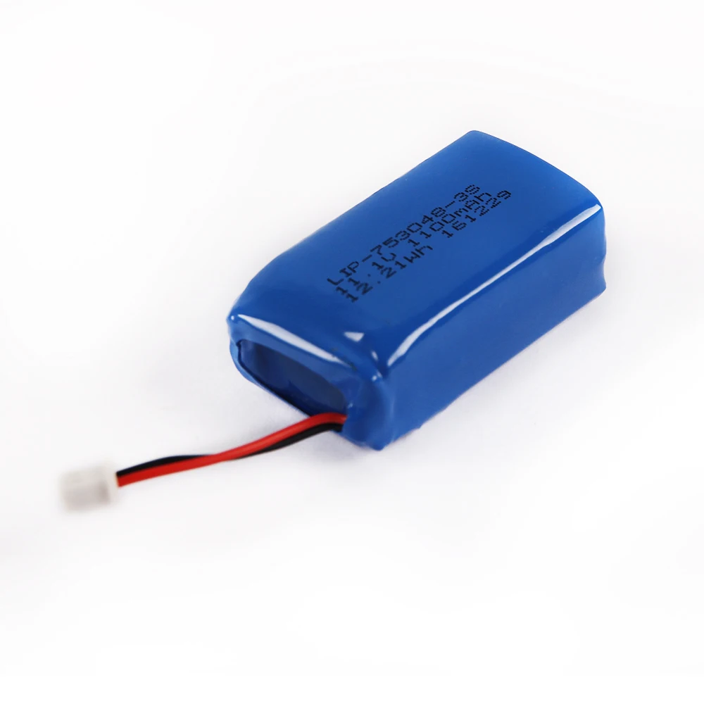 11.1v 1000mah battery Rechargeable 3s 753048 1100mah lipo lithium ion 11.1v li-polymer battery pack
