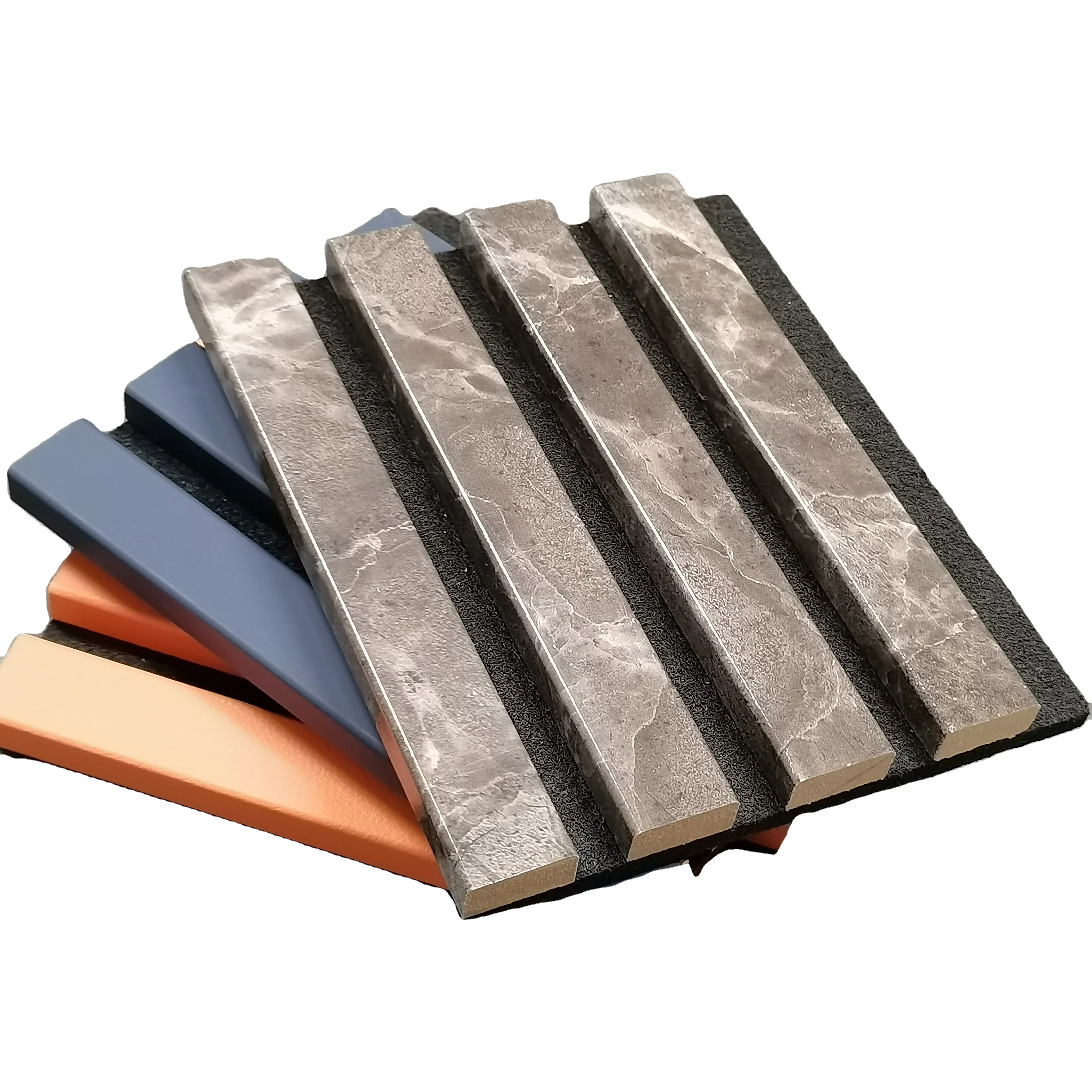 FEYT 3-Sides Wood Slats PVC Luxury Home Decor Soundproof Modern Design Decorative Soundproofing Tiles Acoustic Wall Panels
