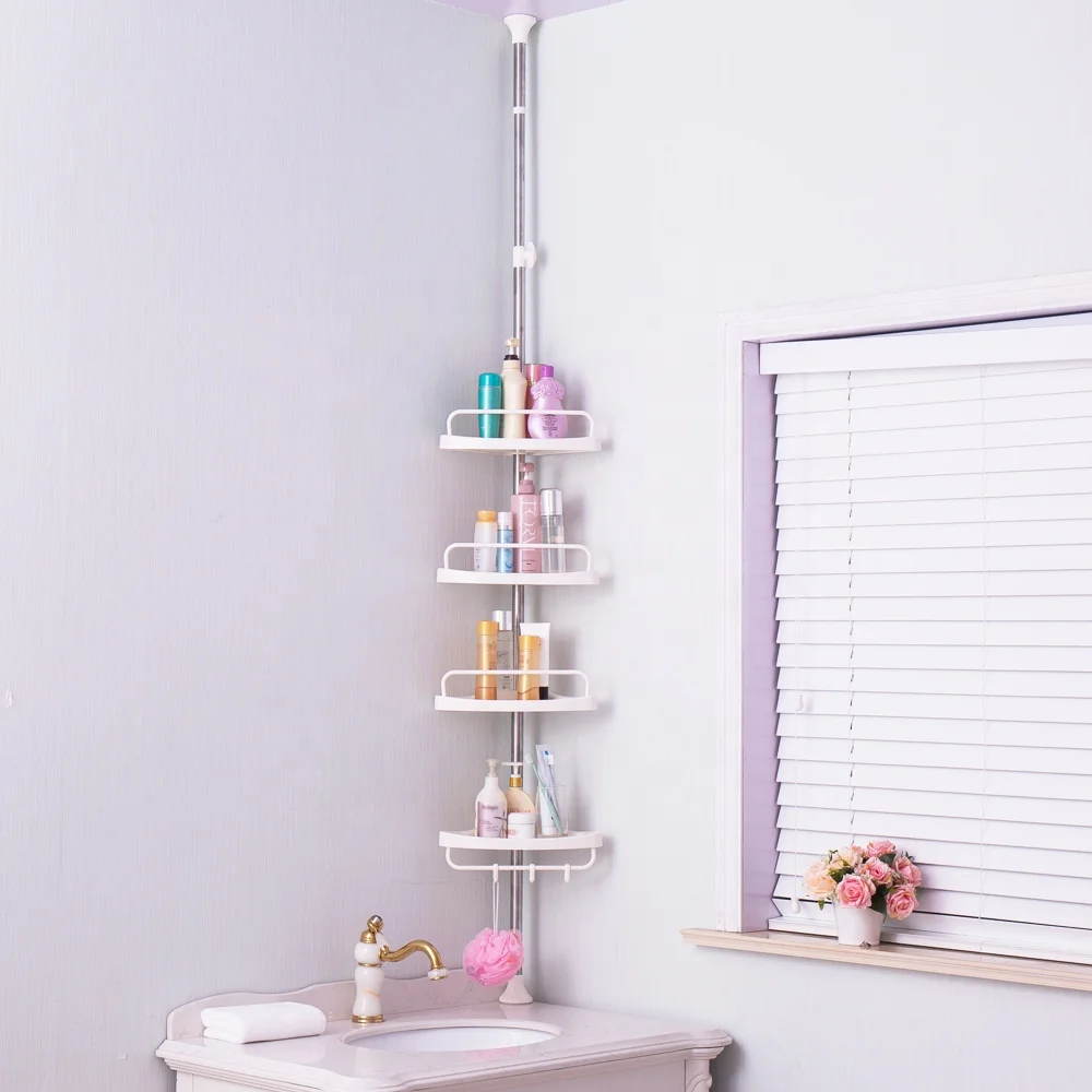 Wholesale High Quality Height Extendable Bathroom Cosmetics Organizer  Four Tiers Corner Storage Rack For Sale DQ601D