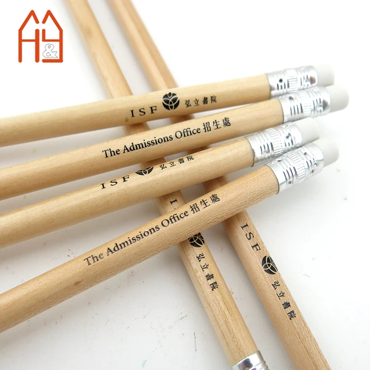  Natural wooden HB pencil with eraser and