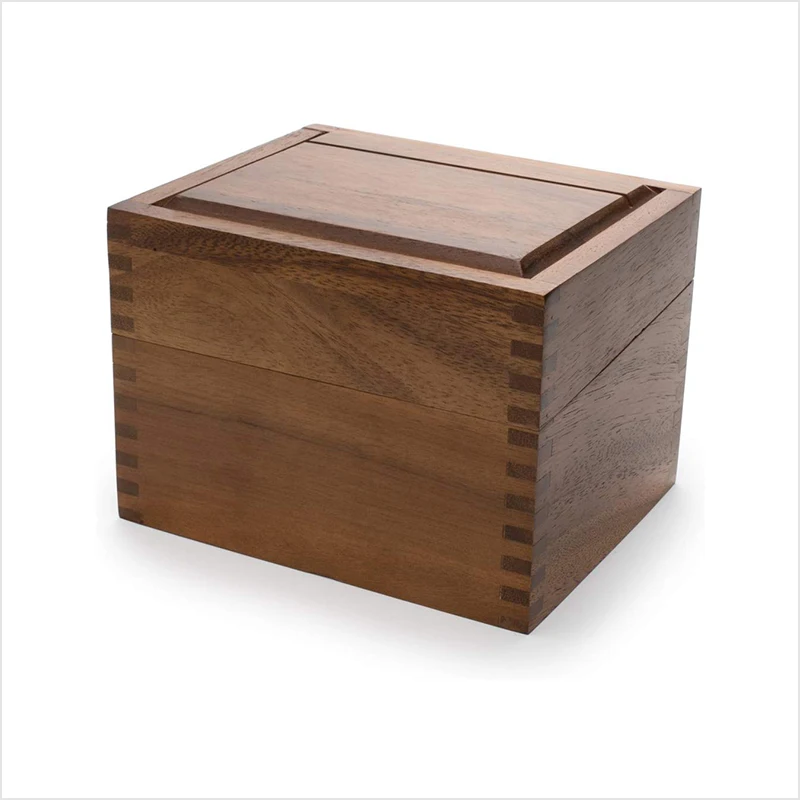 Acacia Wooden Recipe Card Storage Box