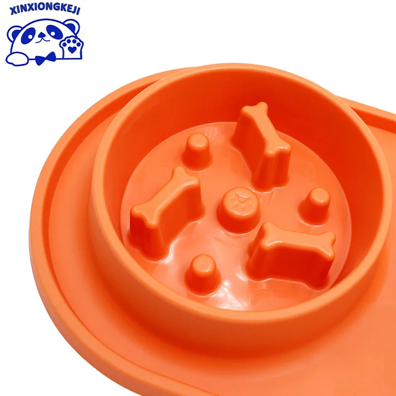 Pet Double Slow Feeder Food Water Bowls Stainless Steel Custom Outdoor Silicone Pet Double Bowl