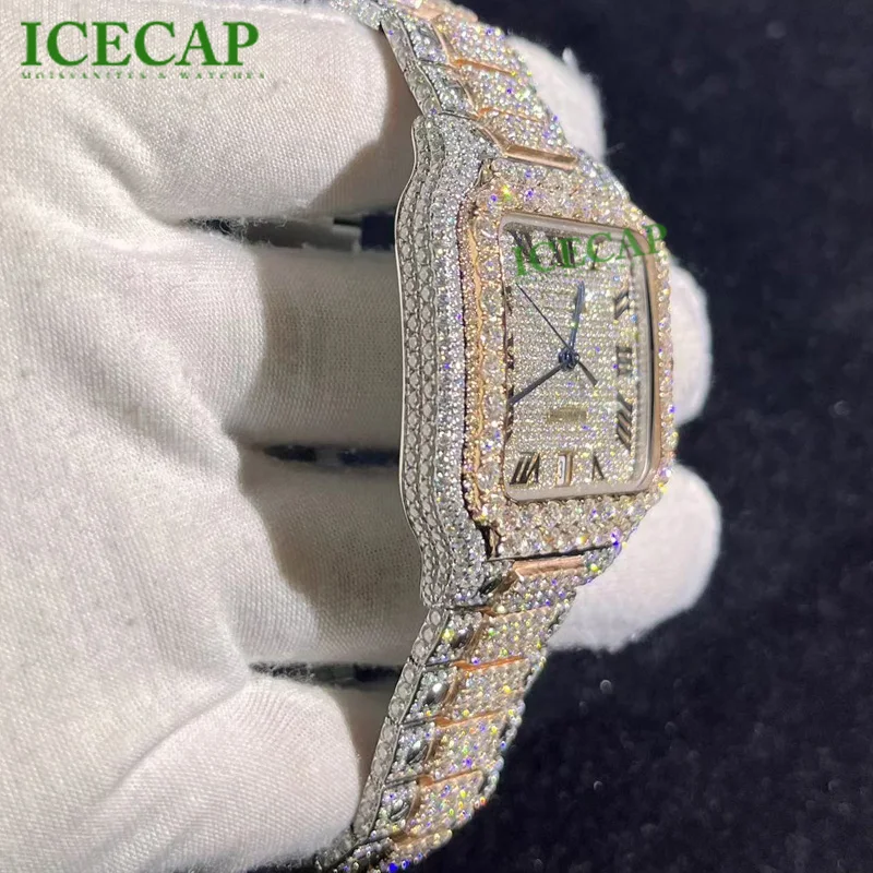 Luxury Hip Hop Watch 100% Pass the diamond tester Mens Moissanite Diamond mechanical watches Iced Out VVS Moissanite watch