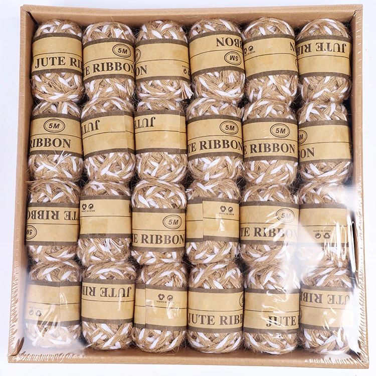 Wholesale 16 Designs 24 Rolls/box Colored Natural Jute Twine String Rope for Gift Packing and DIY Arts