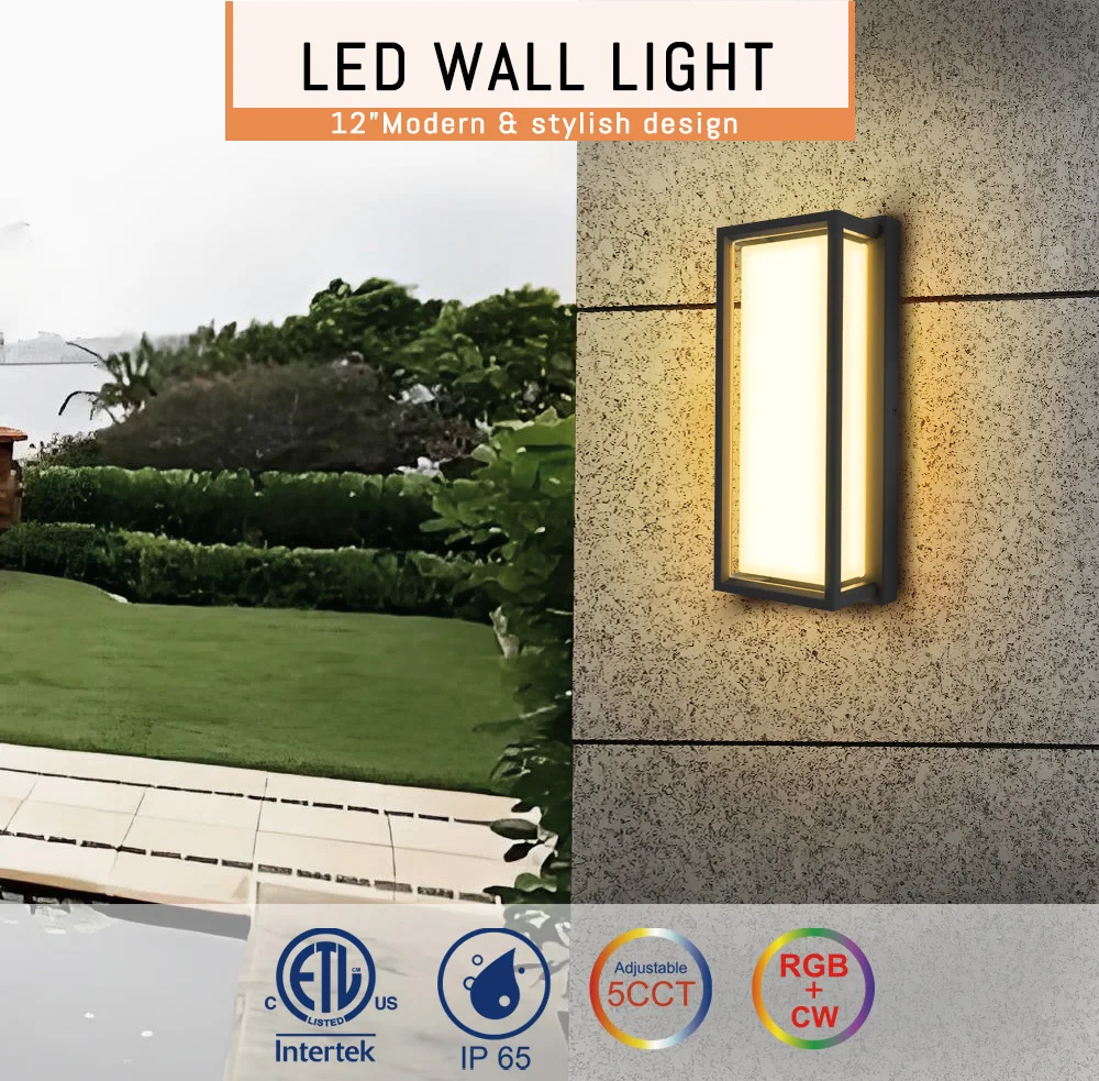 Modern style 12inch 15W 5cct adjustable LED Integrated Outdoor Wall Sconce