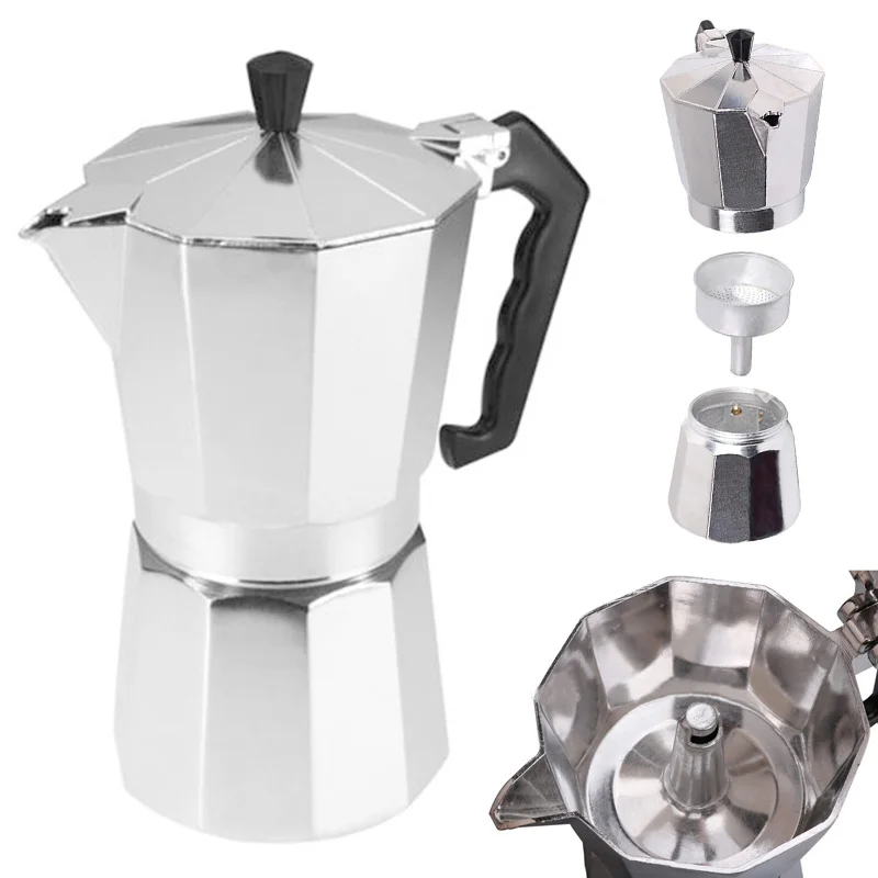 Moka Pot Italian Coffee Machine Espresso Aluminum Geyser Coffee Maker Kettle Latte Stove Classic Coffee Barista Accessories