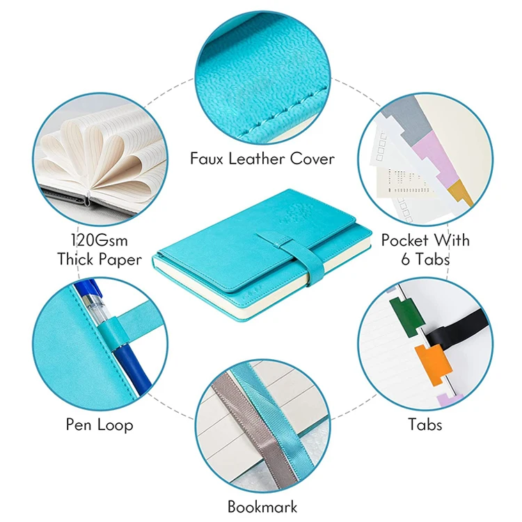 New arrival Customized Size PU leather Hardcover business Promotion diary with Pockets