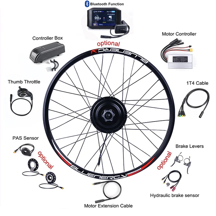 Akkubici waterproof 20 26 27.5inch 700C 48V 500W electric front wheel hub motor with blueto display and downtube battery
