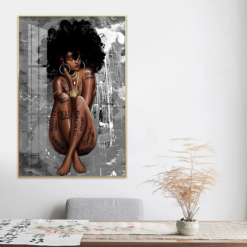 A beautiful african sexy woman wall art nude luxury painting for home decor picture print canvas and poster corridor