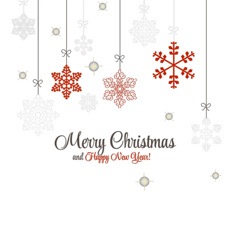 Merry Christmas White Red Snowflake Wall Sticker Creative Living Room Wallpaper Self Adhesive TV Background Decorative Decals