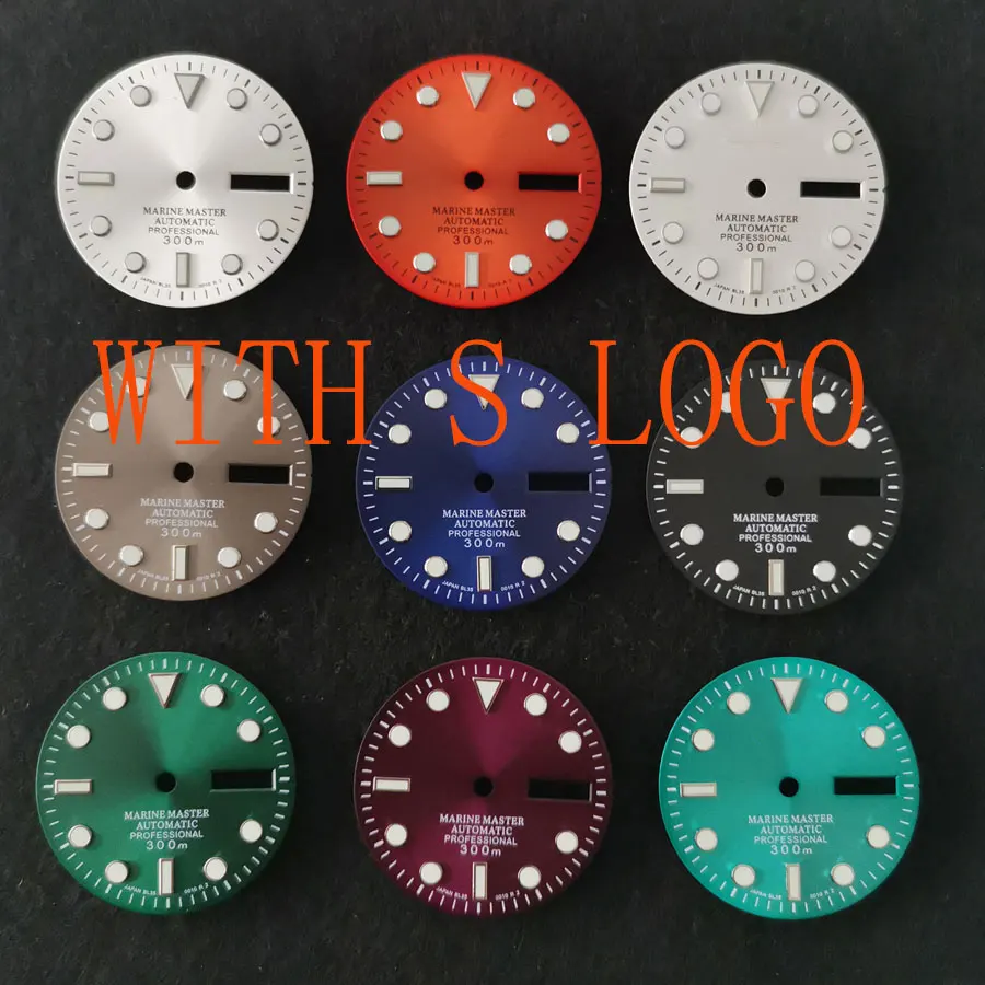 Watch accessories sun pattern dial 28.5MM green luminous dual calendar suitable for Japanese NH36 movement 2