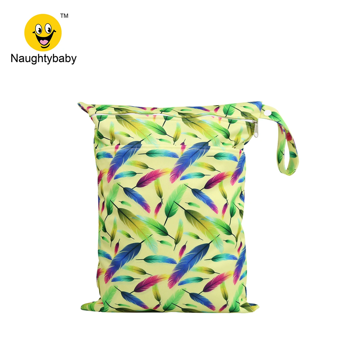 Travel Cloth Diaper Wet Bag Two Pockets Nappy Pail Liner Waterproof Bag Print Naughty Baby Zipper Bag Double Zipper