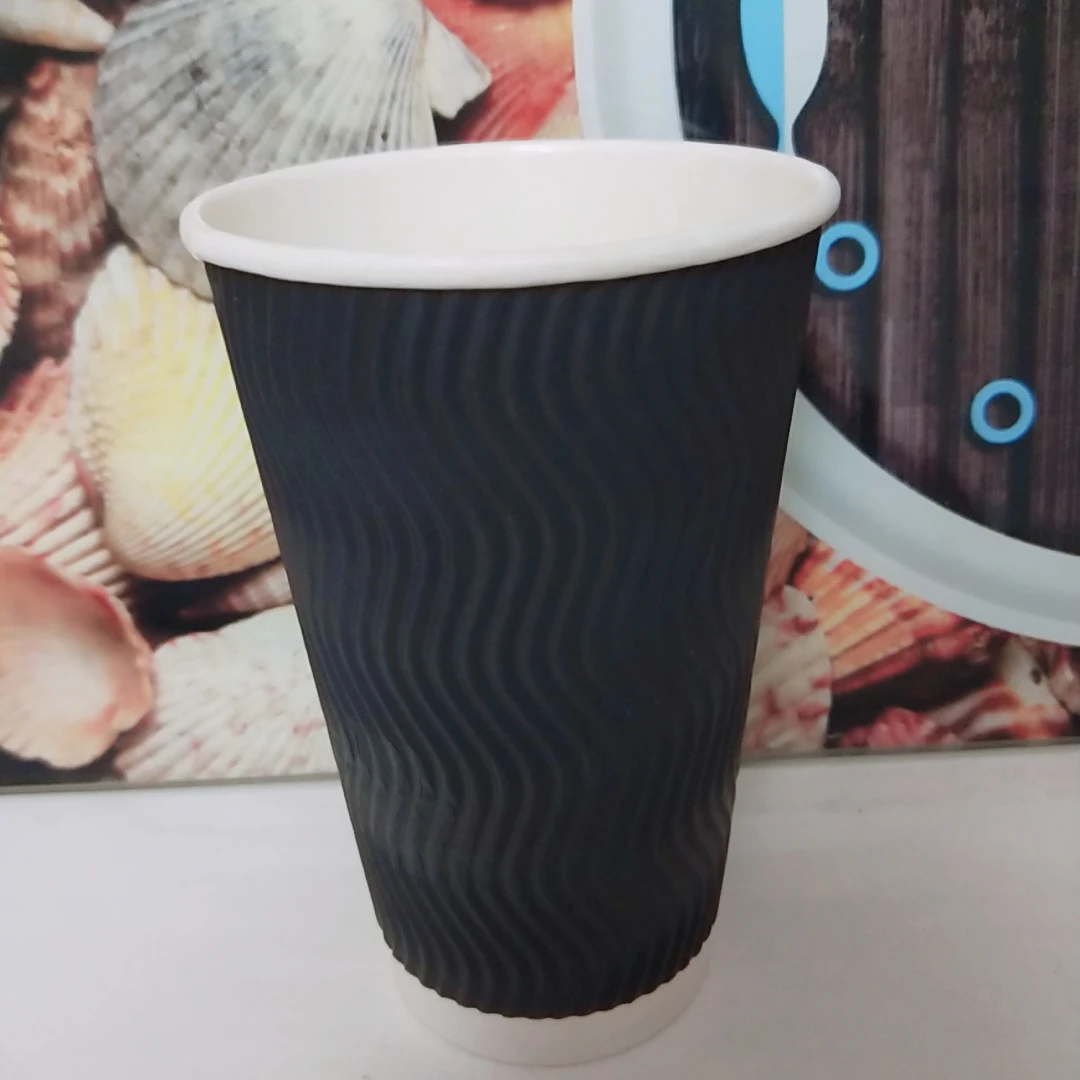 Customized Design Double Wall Ripple Paper Cup for hot coffee
