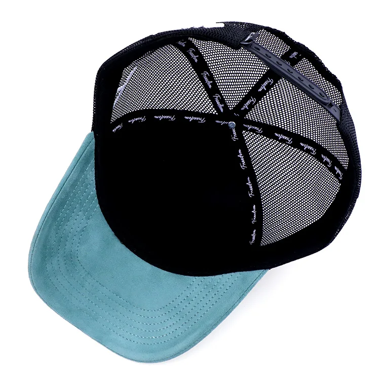 High quality men women 5 panel mesh back hats custom embroidery logo suede trucker cap hat manufacturer