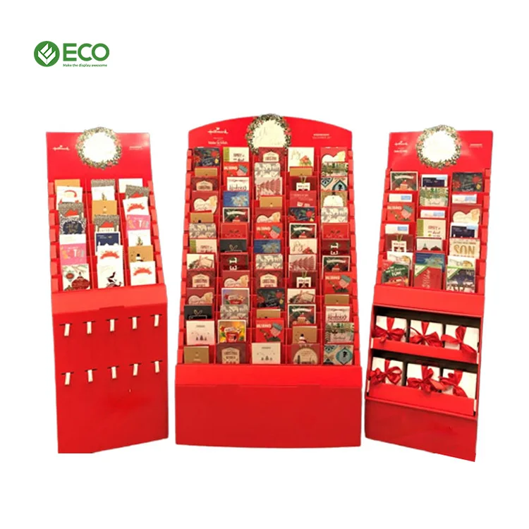 ECO Greeting Card Magazine Gift Card Paper Carton Product Corrugated Advertising Christmas Cardboard Floor Book Display Stand