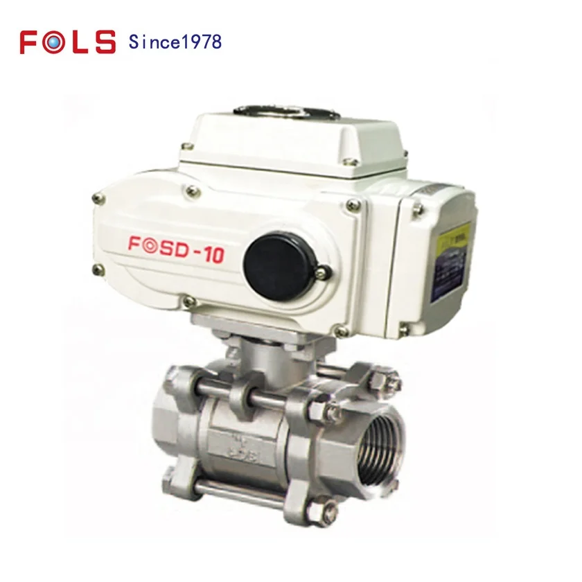 China Manufacturer Electric Operated 2 Way 304 Stainless Steel NPT Threaded 3 Piece Ball Valve