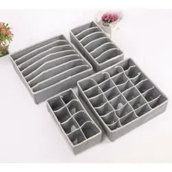 Drawer Organizer Storage Boxes Foldable Dividers Closet Underwear Bra Socks Cloth Organizers 4 Pieces