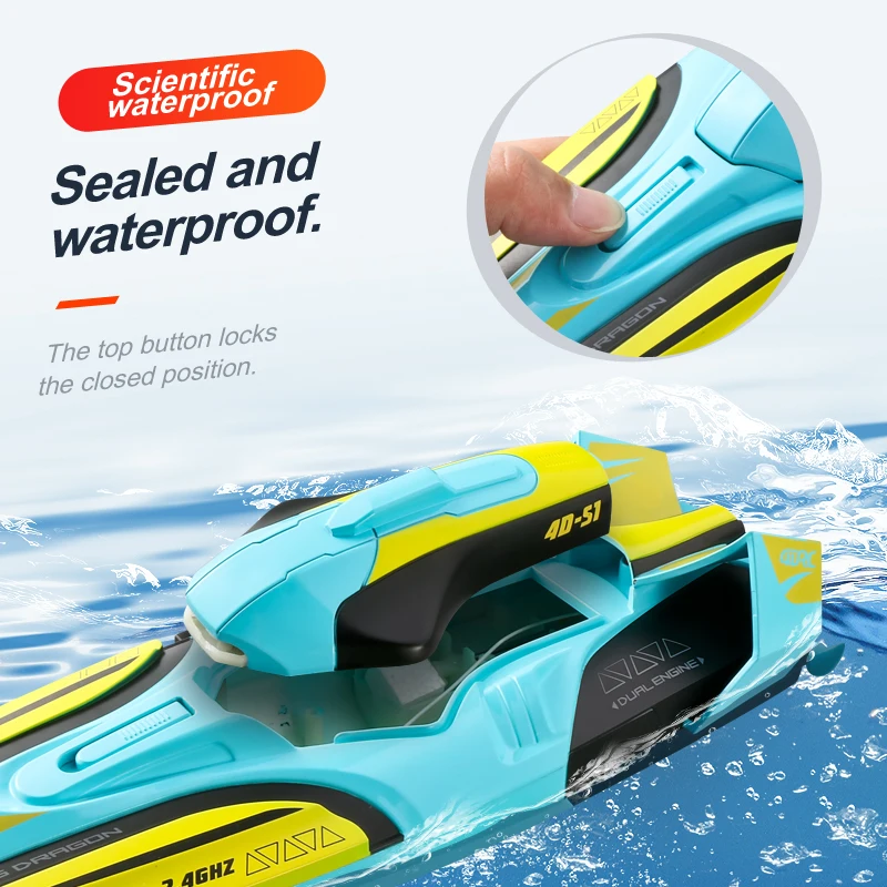 Colorful 2.4G RC Racing Boat High Speed Yacht Anti-Crash Remote Control Speedboat Self-Righting Novice Level RC Jet Boat