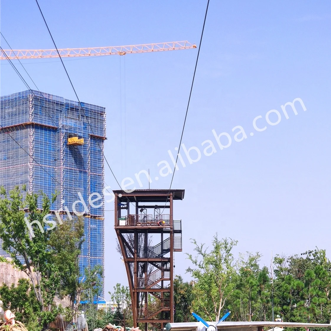 Popular Adult and Kids Adventure  Amusement Park Set Backyard Zip Line Equipment Kit Ziplines For Backyard With Good Quality