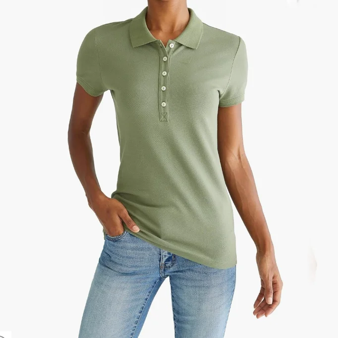 RG-Custom Brand Solid Gray Color Mercerized Cotton High Quality Women Golf Short Sleeve Pique Fabric for Polo T-shirt