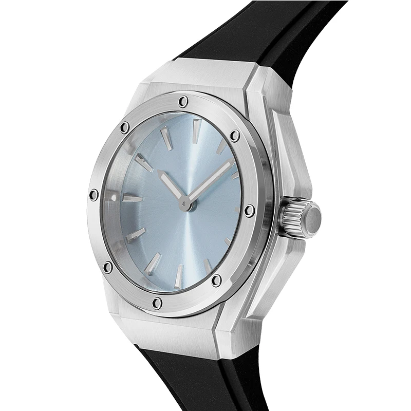 Hiqh quality cool ice blue sunray dial branded your own logo fashion women wrist watch with stainless steel case U2972L