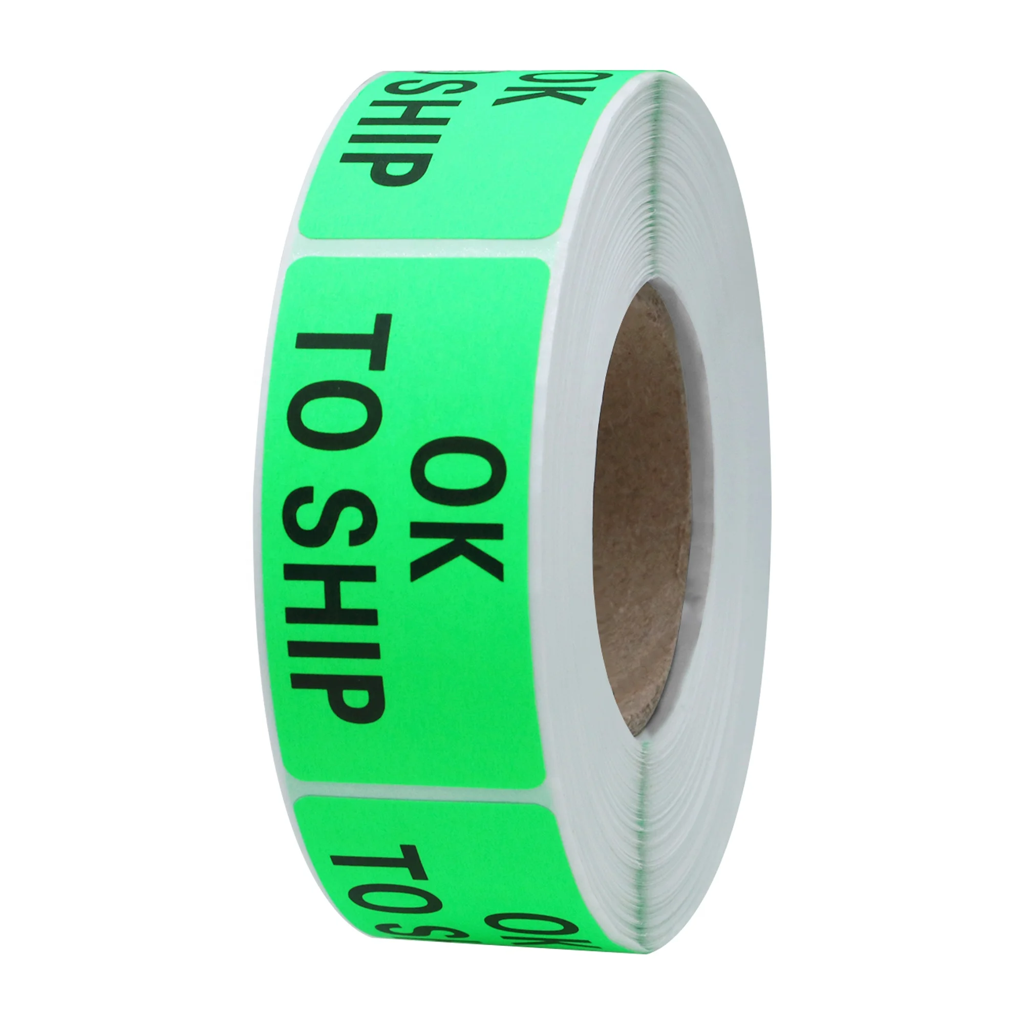Hybsk OK to Ship Stickers 1 x 2 inch Fluorescent Green Labels 500 Per Roll
