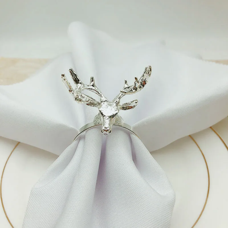 
Spot silver napkin ring deer head metal napkin ring gold napkin circle for Christmas 