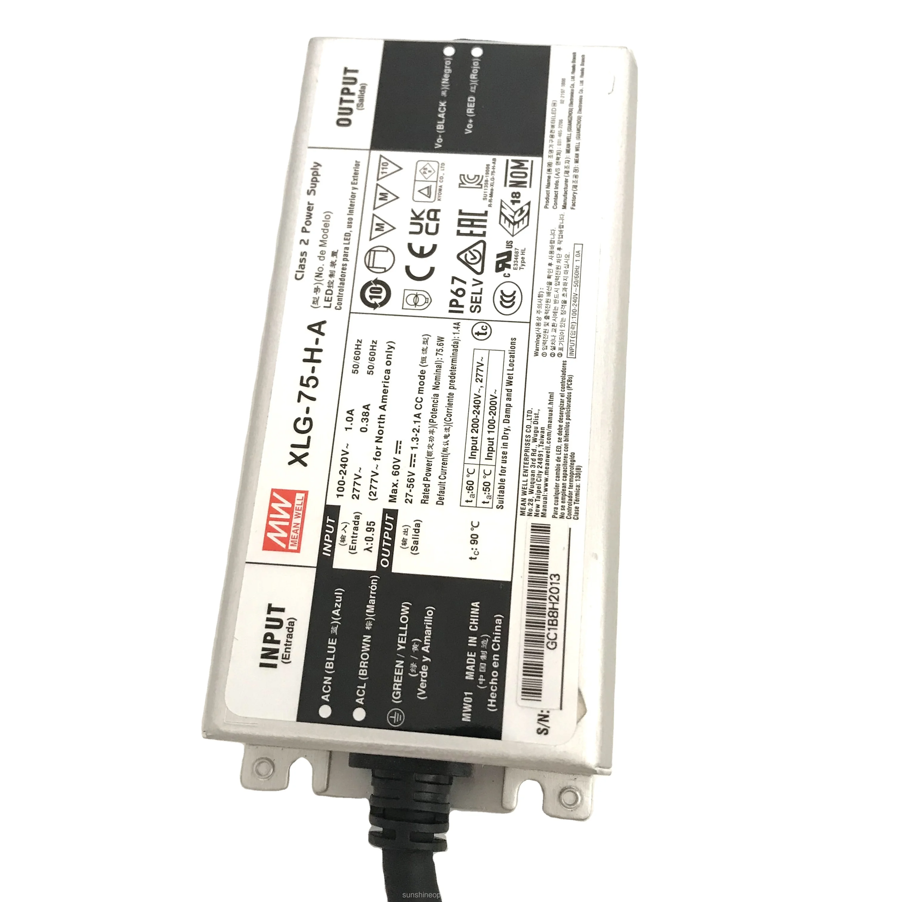Meanwell 75 Вт XLG-75-L-AB 3 в 1 затемнения 700Ma 54-84Volts Диммируемый СИД драйвер