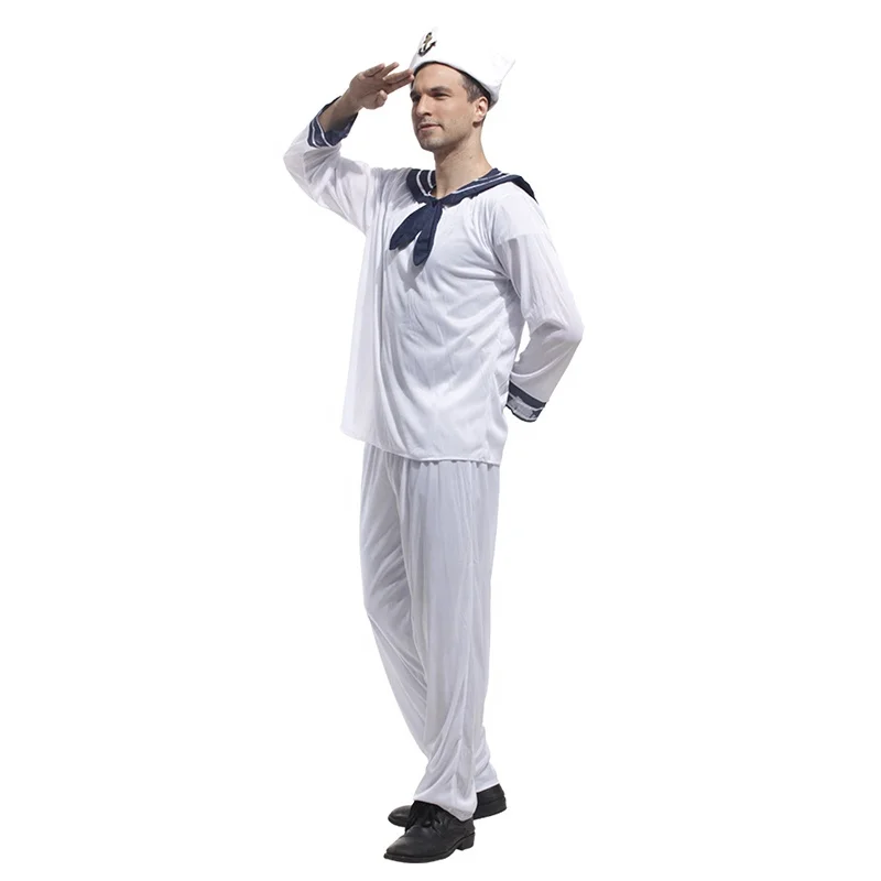 Men Sailor Costume Uniform Outfit Book Week Day Captain Fancy Dress