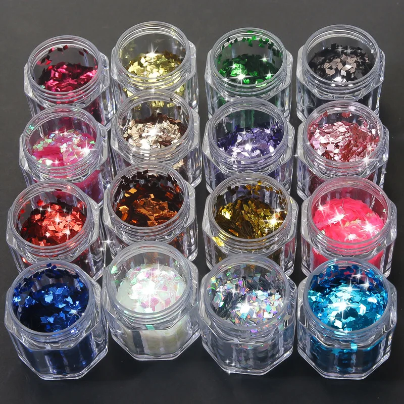 Colorful Fluorescent Glass Paper Iridescent Flakes Sticker for Face Eyes Body Hair Make up Nail Art Decoration