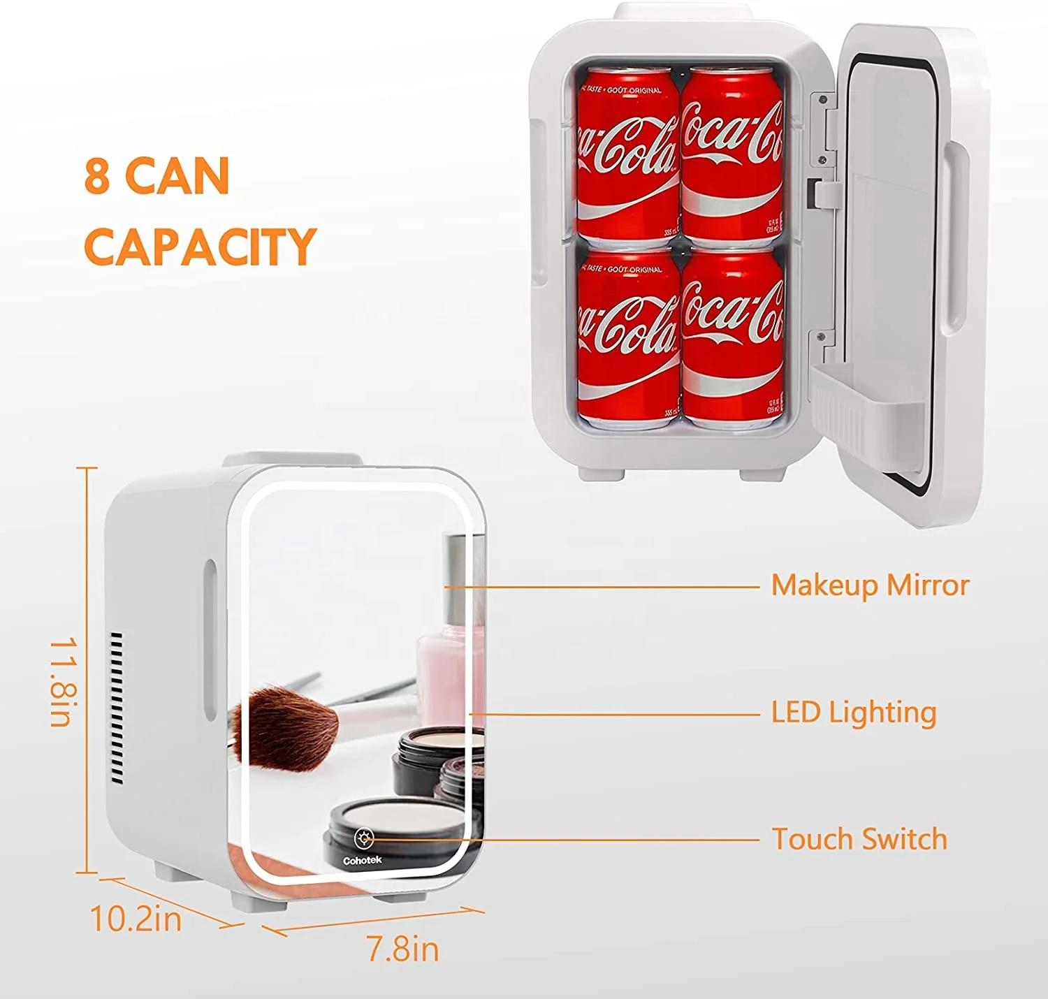 8 л 2022 новый стиль с регулируемой температурой света, холодильник для красоты, холодильник для ухода за кожей с зеркалом