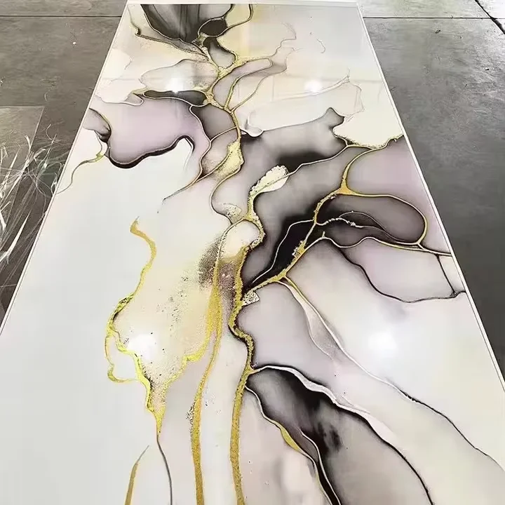 3mm 1220x2440mm Waterproof Bathroom Decorative PVC Plates Faux Marble Wall Panel UV Plastic Sheet For Interior