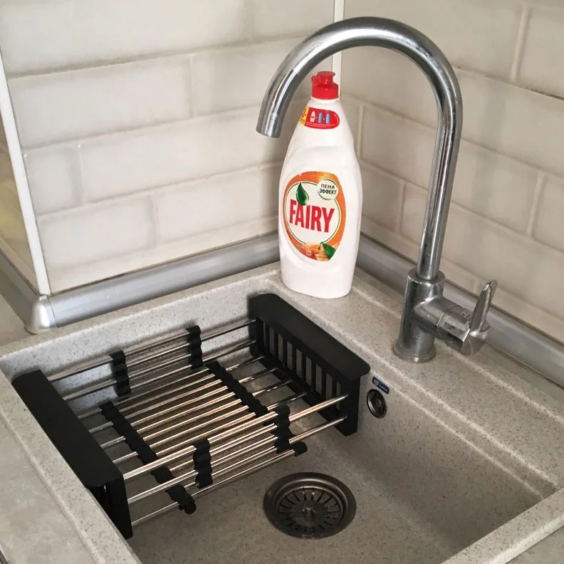 Высококачественный расширяемый стальной дуршлаг для кухонной раковины, дуршлаг