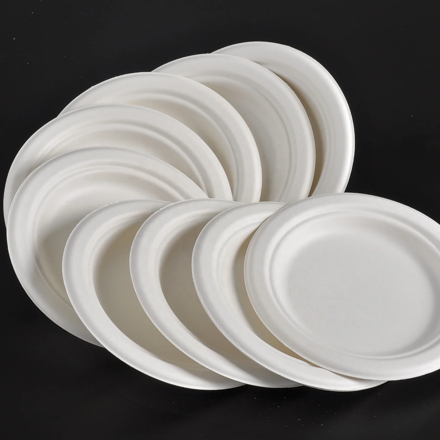 Wholesale Custom Logo Sugarcane Fiber 3 Compartments White Round Charger Plates Disposable Bagasse Fiber Biodegradable Plates