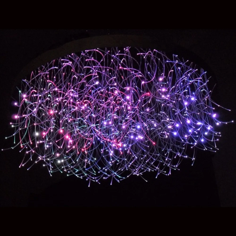 Хрустальная люстра RGB, синяя оптоволоконная лампа, диаметр 60 см