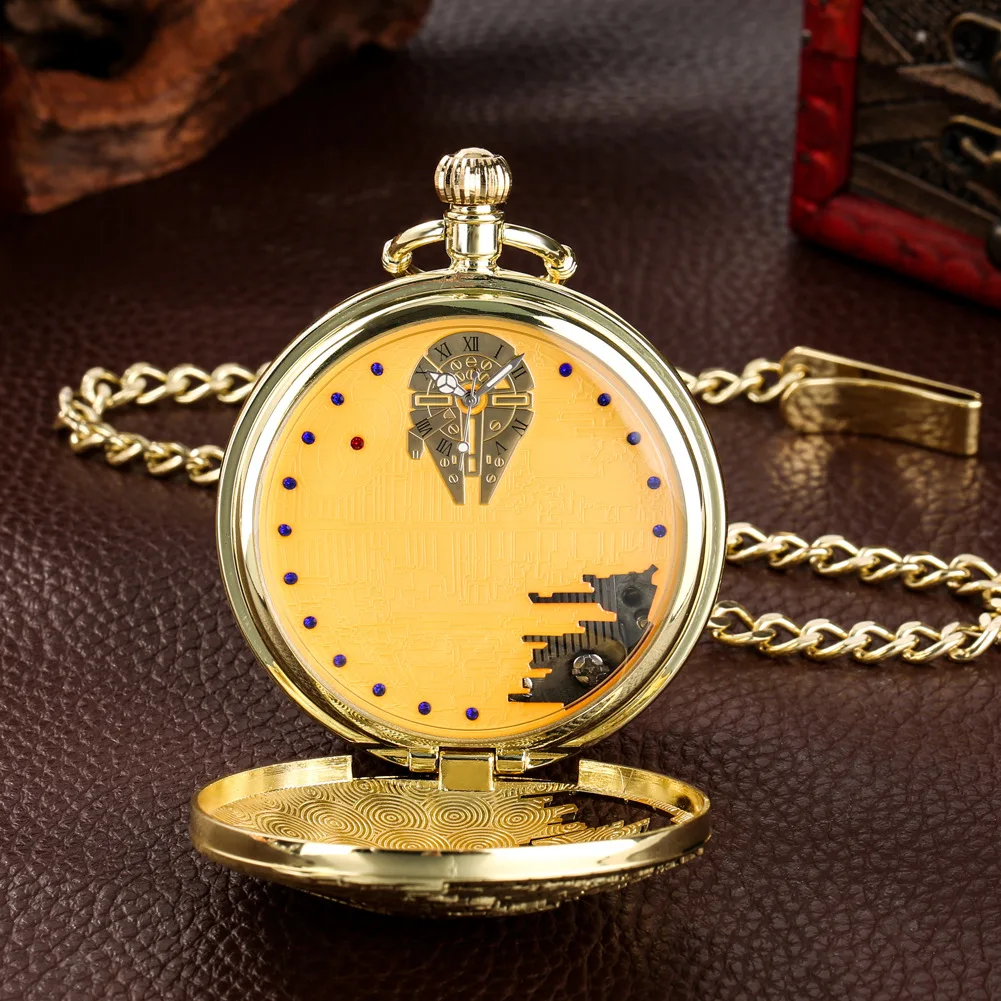 New American War Movie Musical Steampunk Pocket Watch Melody Music Box Clock Quartz Pendant Flip  Watches for Kids Gifts
