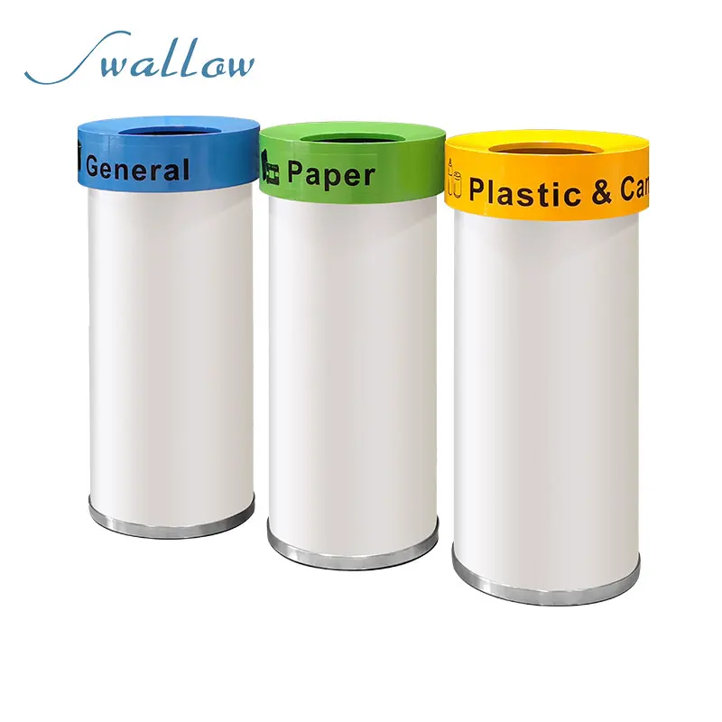 Street Rubbish Waste Container Classified Metal Garbage Bin Outdoor Trash Can