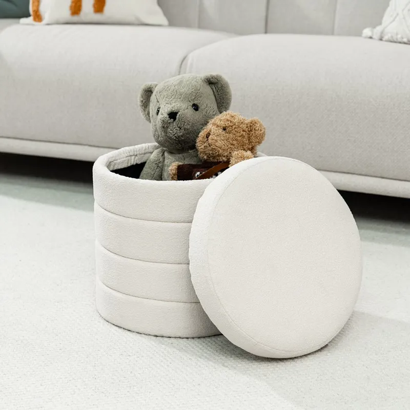 Modern Indoor Home Luxury Round Foot Step Living Room Furniture Office Leisure Area Velvet Ottoman Designer Low Stool