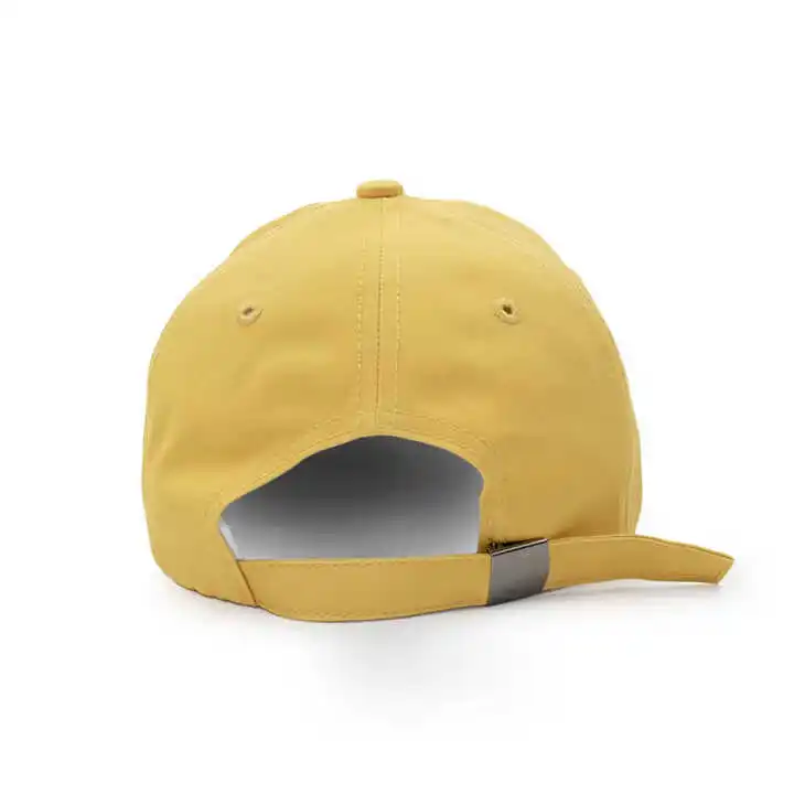 Yellow custom logo print embroidery unisex sunshade waterproof 6 panel wide brim fresh color metal buckle baseball hats