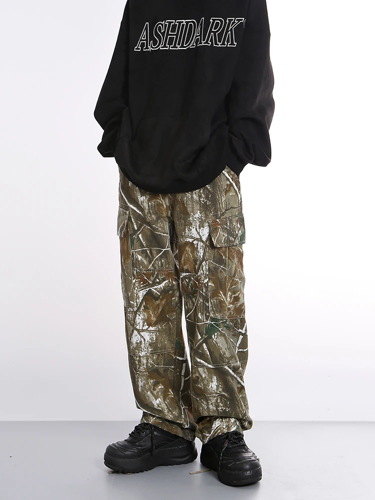Streetwear Classic Print Fit Distress Pants Rock Zipper Fashion Painted Cargo Jeans Men