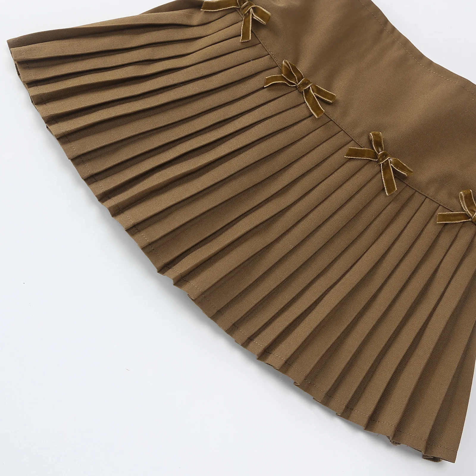 2024 New Toddler to Teenager Girls Brown Gray Black Pleated Skirt 3-9 Years