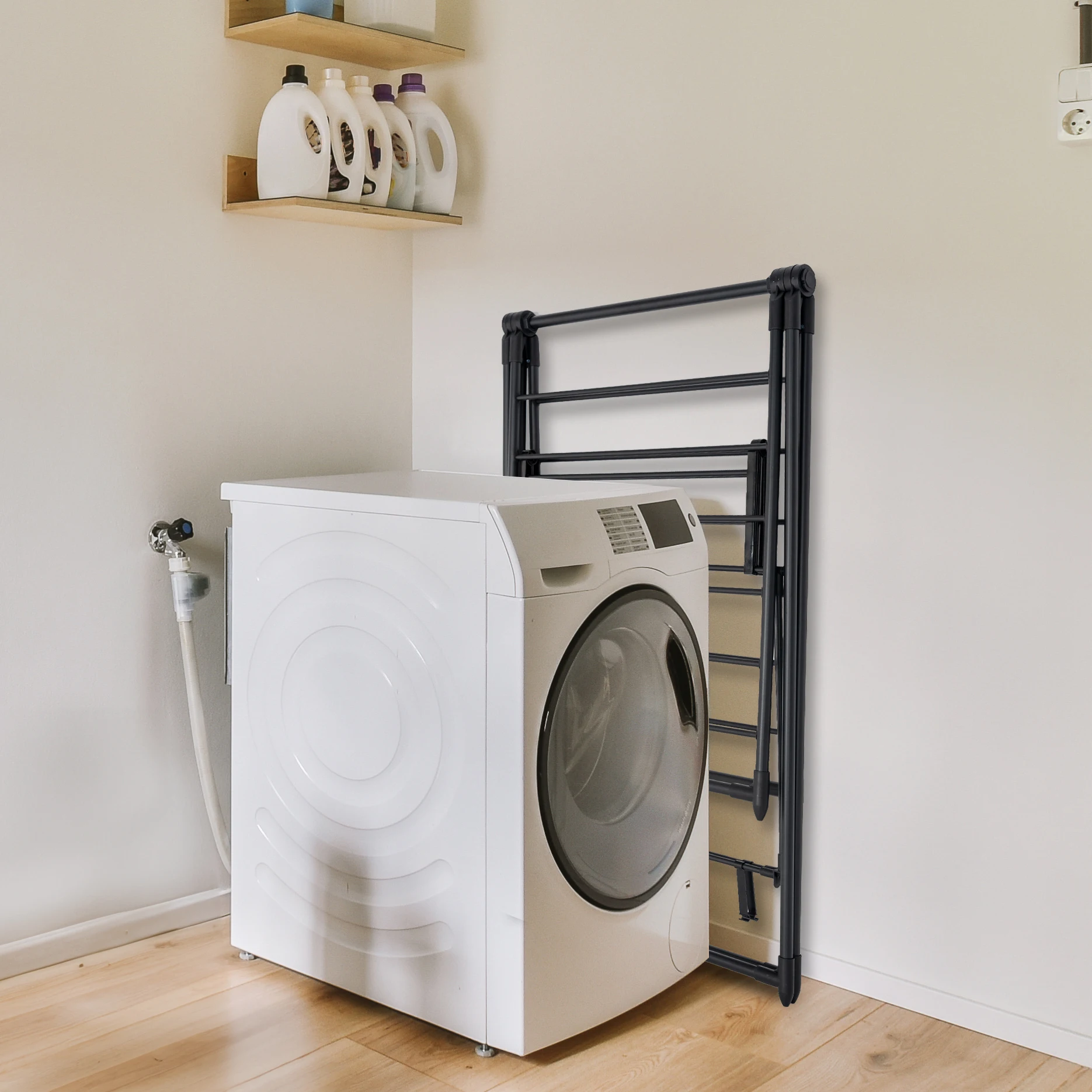 Clothes Drying Rack Gullwing Laundry Wire Rack Collapsible Space-Saving with Sock Clips for Clothes Towels Wing