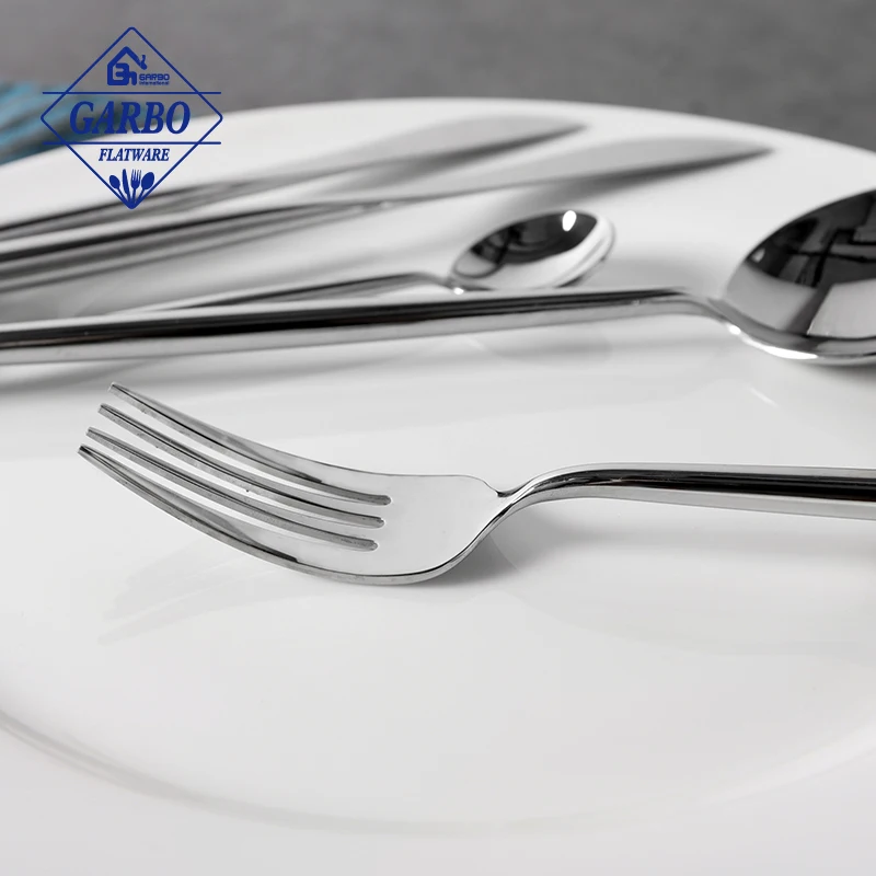 Top seller Portugal cutlery set high quality 304 SS mirror flatware set with thin handle silvery tableware flatware cutlery