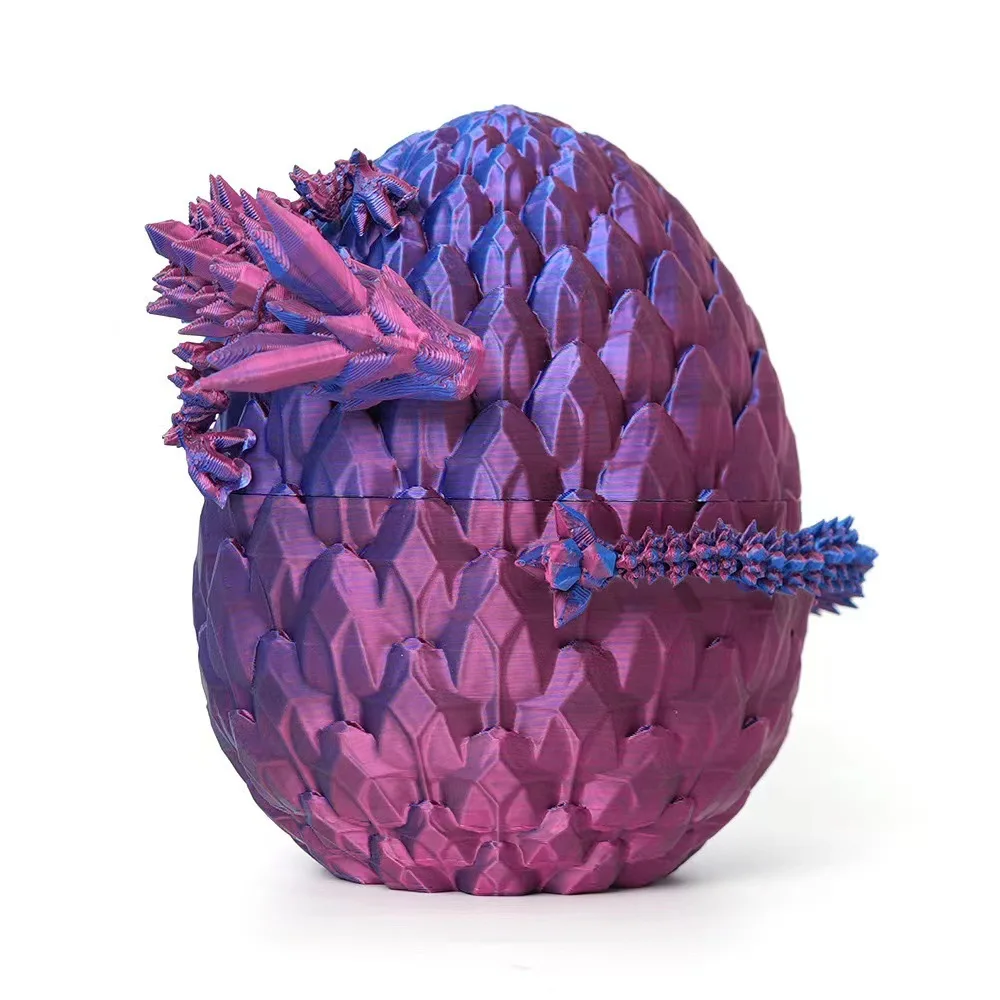 2024 Hot 3D Flexible Crystal Dragon Figure 30cm Multi Color Plastic Chinese Dragon Articulated 3d Printed Dragon Inside Egg Toy